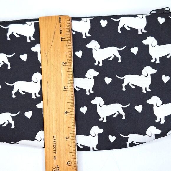 Dachshund Hotdog cosmetic bag zipper pouch carry case weiner dog - Picture 2 of 4